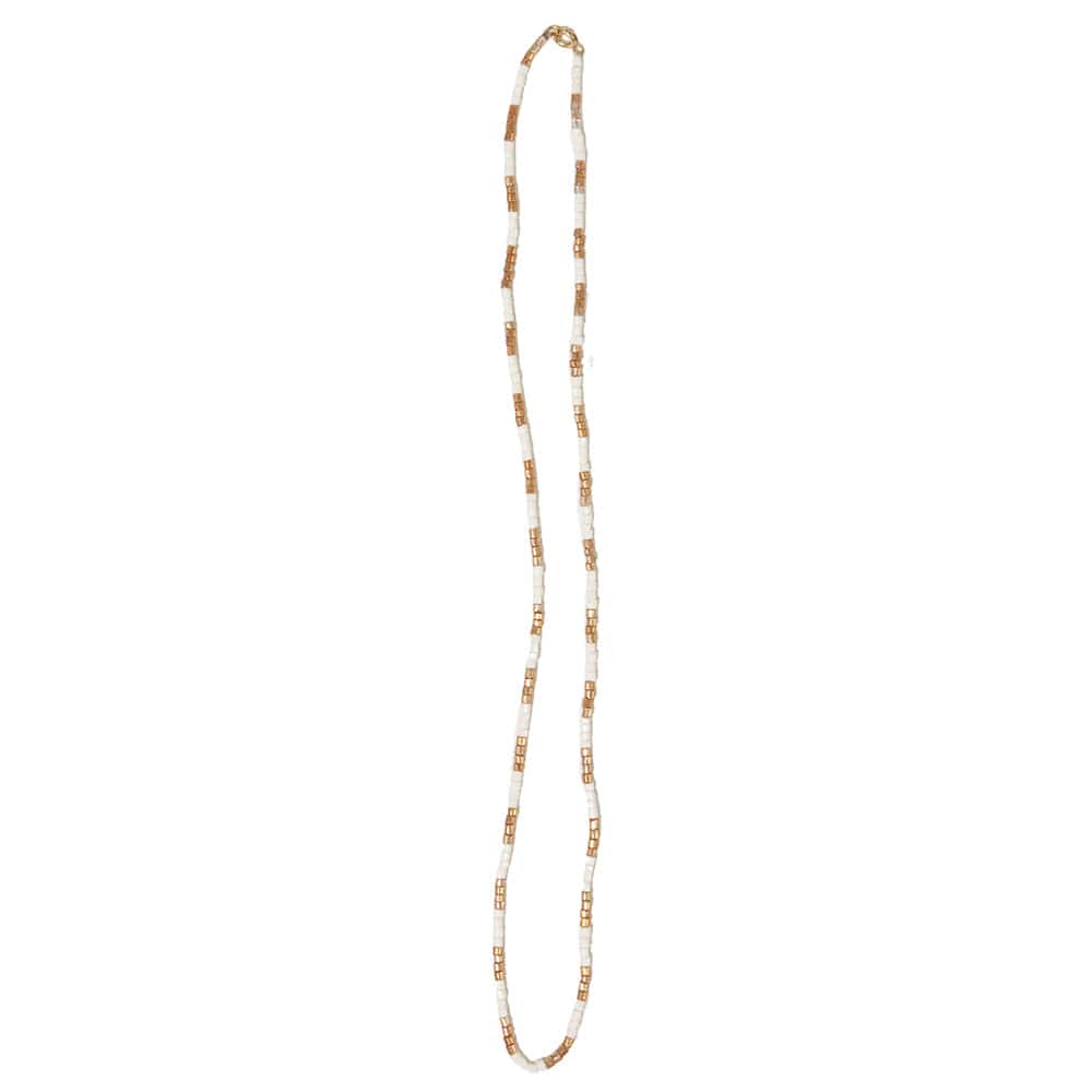 Everly Single Strand 2Mm Luxe Bead Necklace Ivory/Gold SHORT