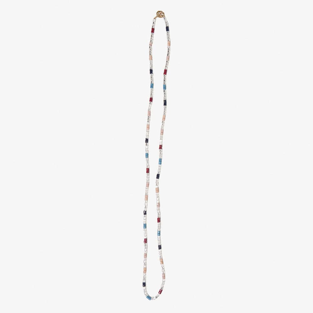 Everly Single Strand 2Mm Luxe Bead Necklace Navy + Silver SHORT