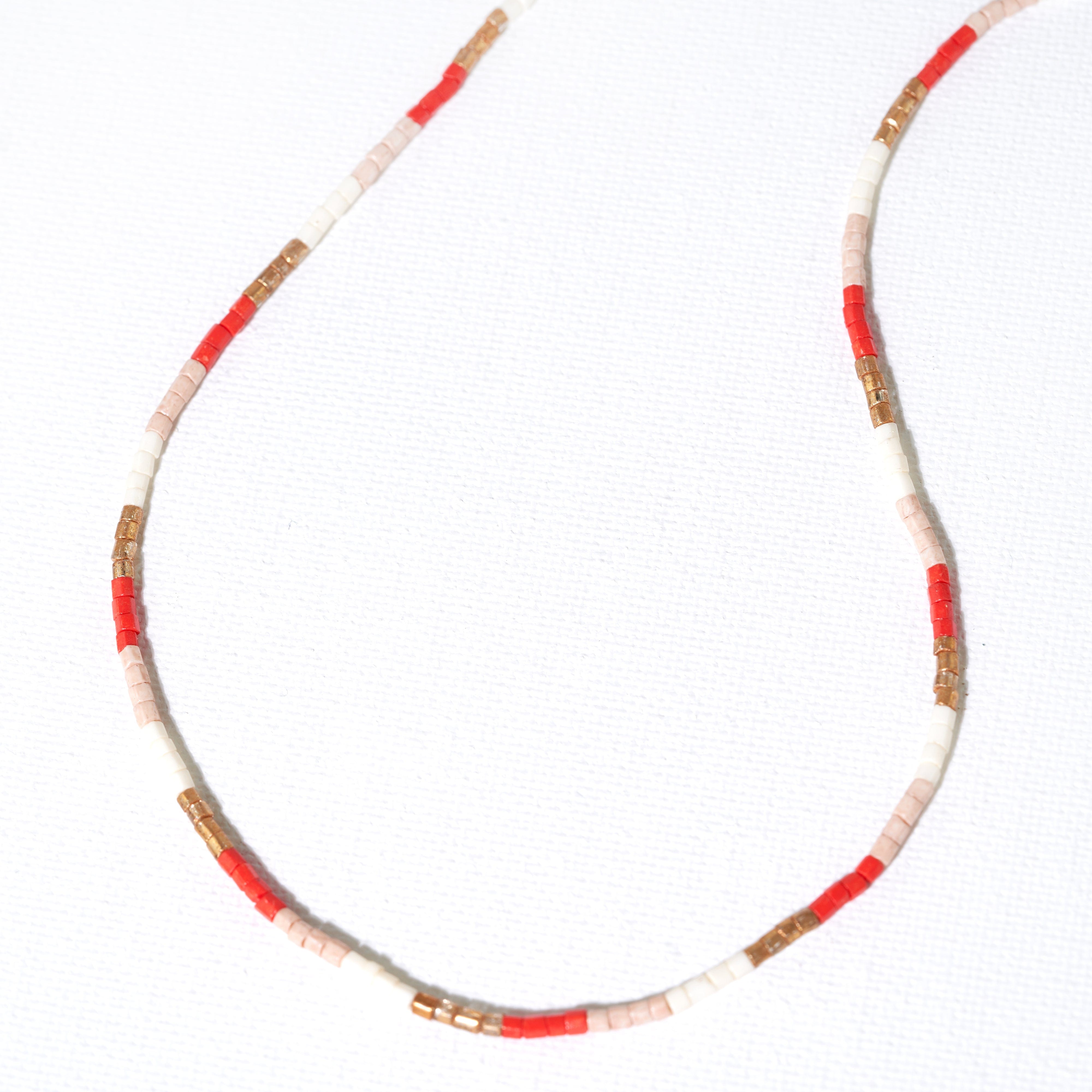 Handmade necklace – Red & White – ManyFrocks