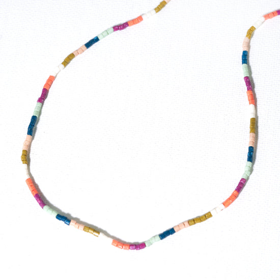 Everly Single Strand 2Mm Luxe Bead Necklace Rainbow SHORT