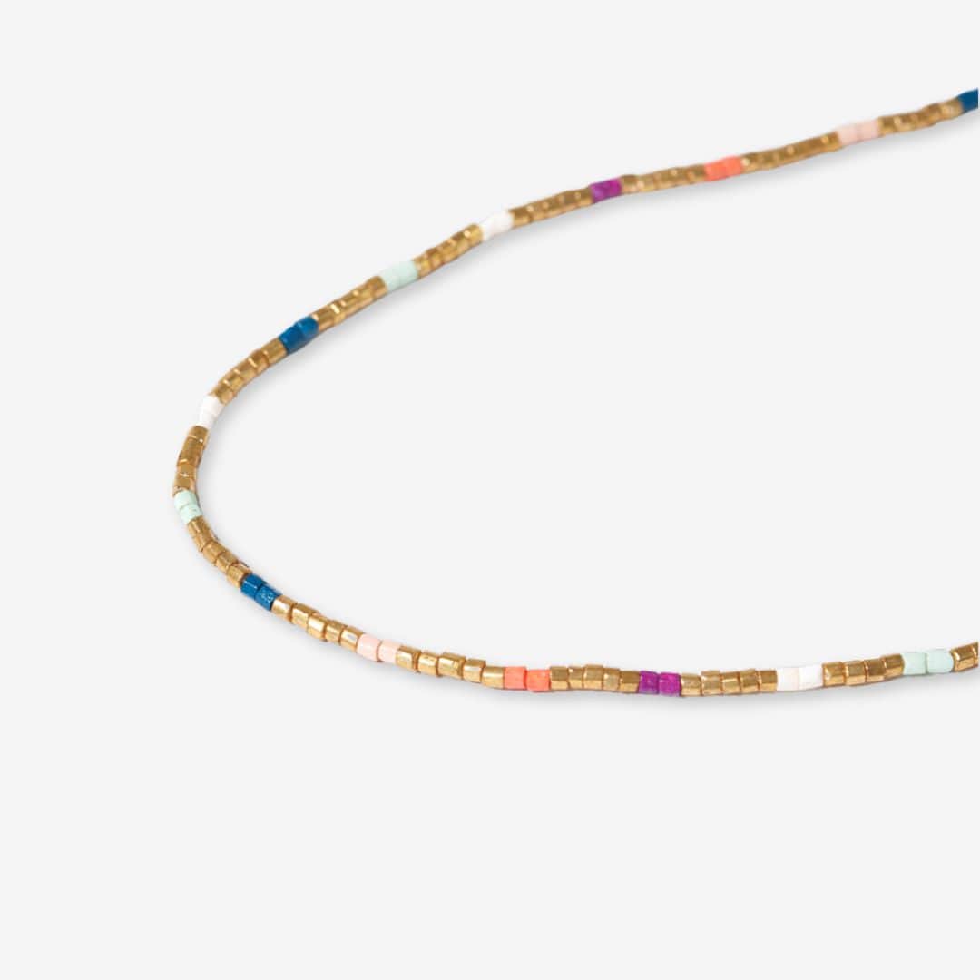 Everly Single Strand 2Mm Luxe Bead Necklace Rainbow SHORT