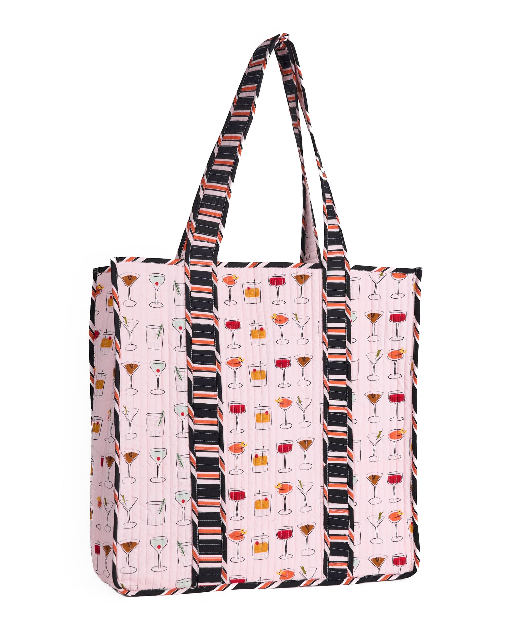 Evie Cocktails Reversible Quilted Tote Bag Blush Tote Bag