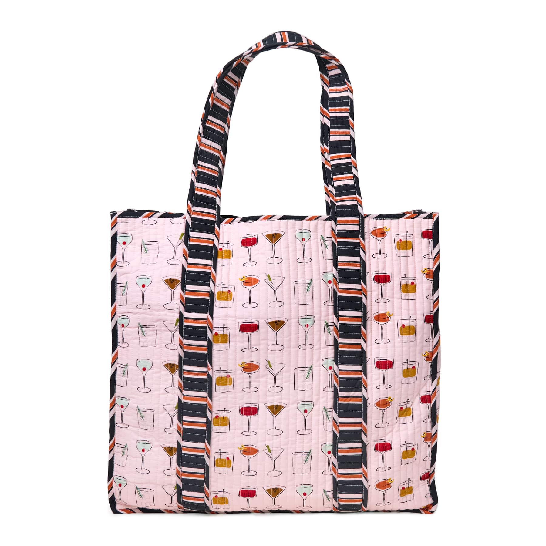 Evie Cocktails Reversible Quilted Tote Bag Blush Tote Bag