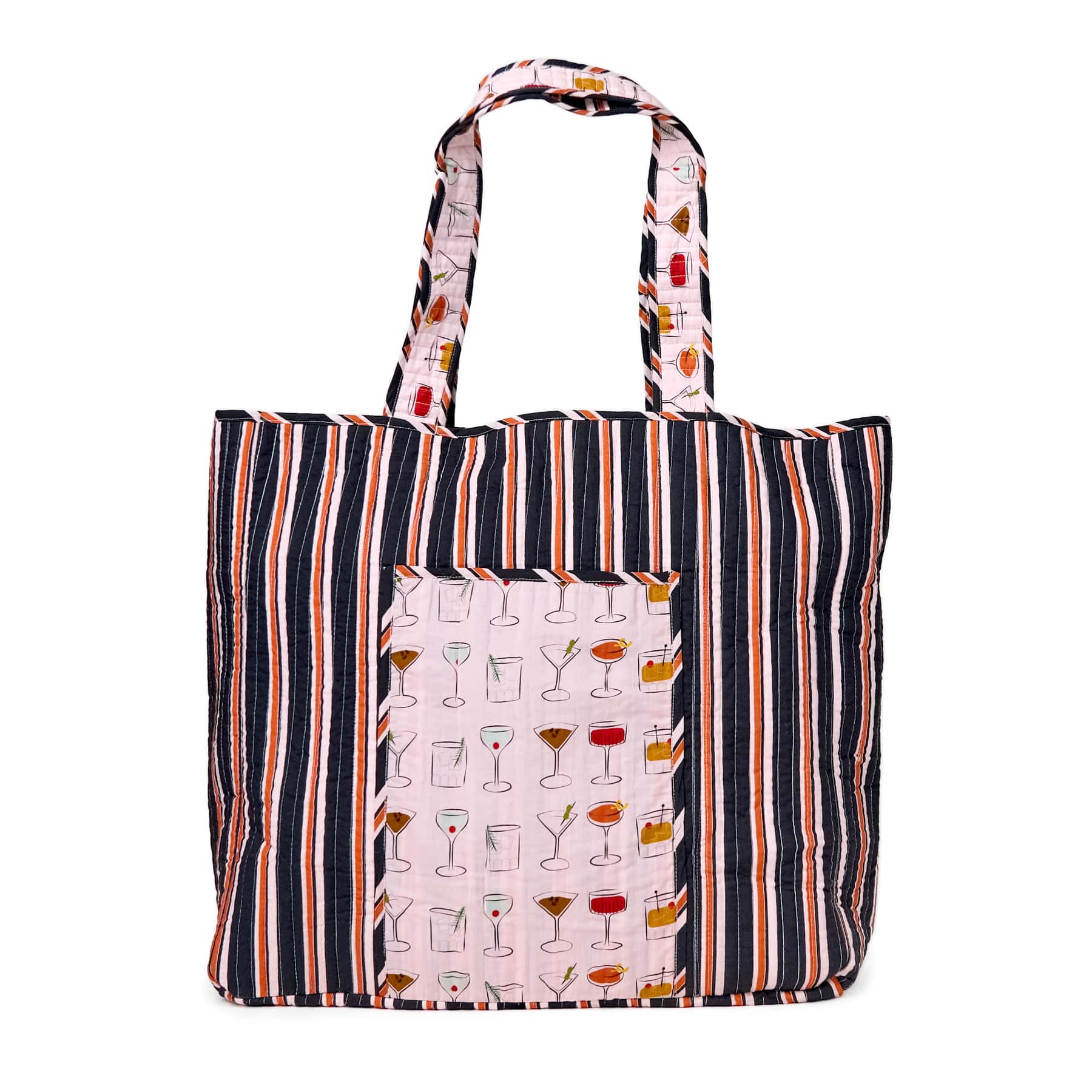 Evie Cocktails Reversible Quilted Tote Bag Blush Tote Bag