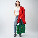 Evie Equestrian Reversible Quilted Tote Bag Green Tote Bag