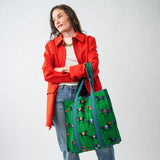 Evie Equestrian Reversible Quilted Tote Bag Green Tote Bag