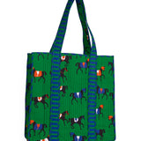 Evie Equestrian Reversible Quilted Tote Bag Green Tote Bag