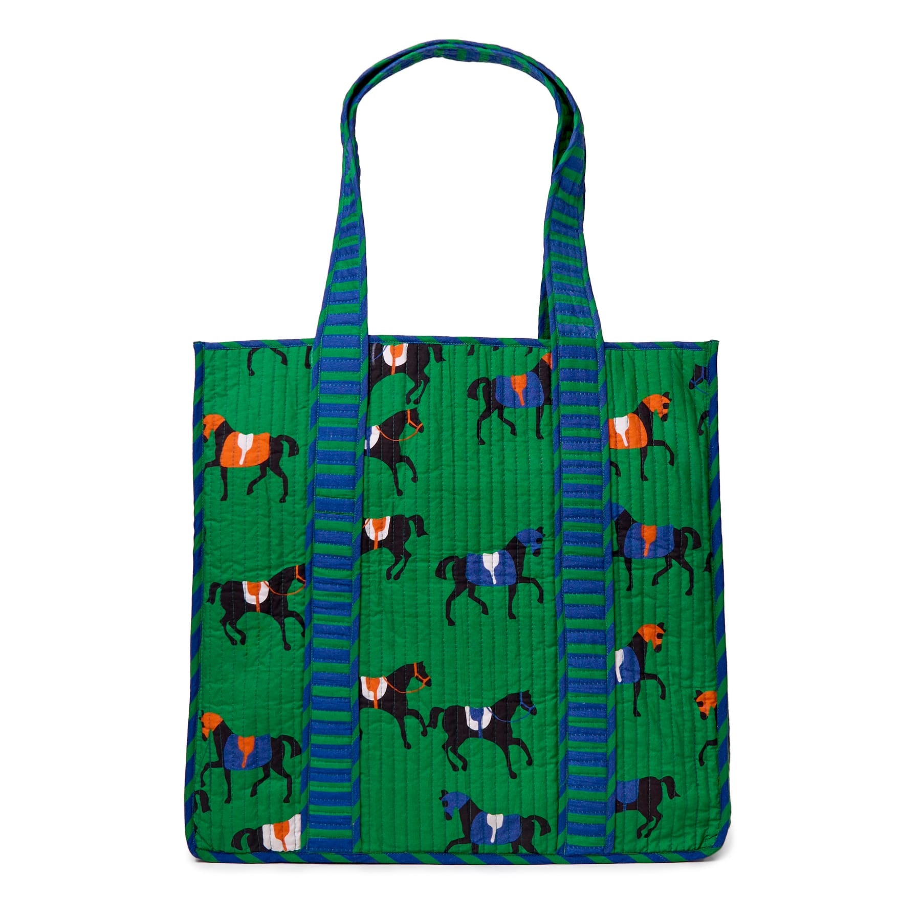 Evie Equestrian Reversible Quilted Tote Bag Green Tote Bag
