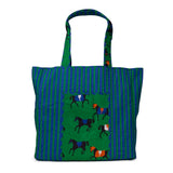 Evie Equestrian Reversible Quilted Tote Bag Green Tote Bag