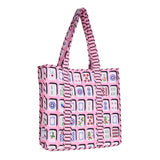 Evie Mahjong Reversible Quilted Tote Bag Pink Tote Bag
