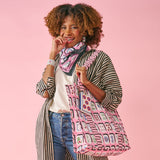 Evie Mahjong Reversible Quilted Tote Bag Pink Tote Bag