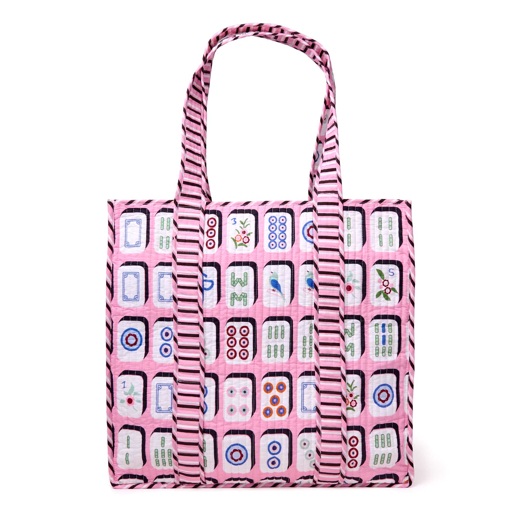 Evie Mahjong Reversible Quilted Tote Bag Pink Tote Bag