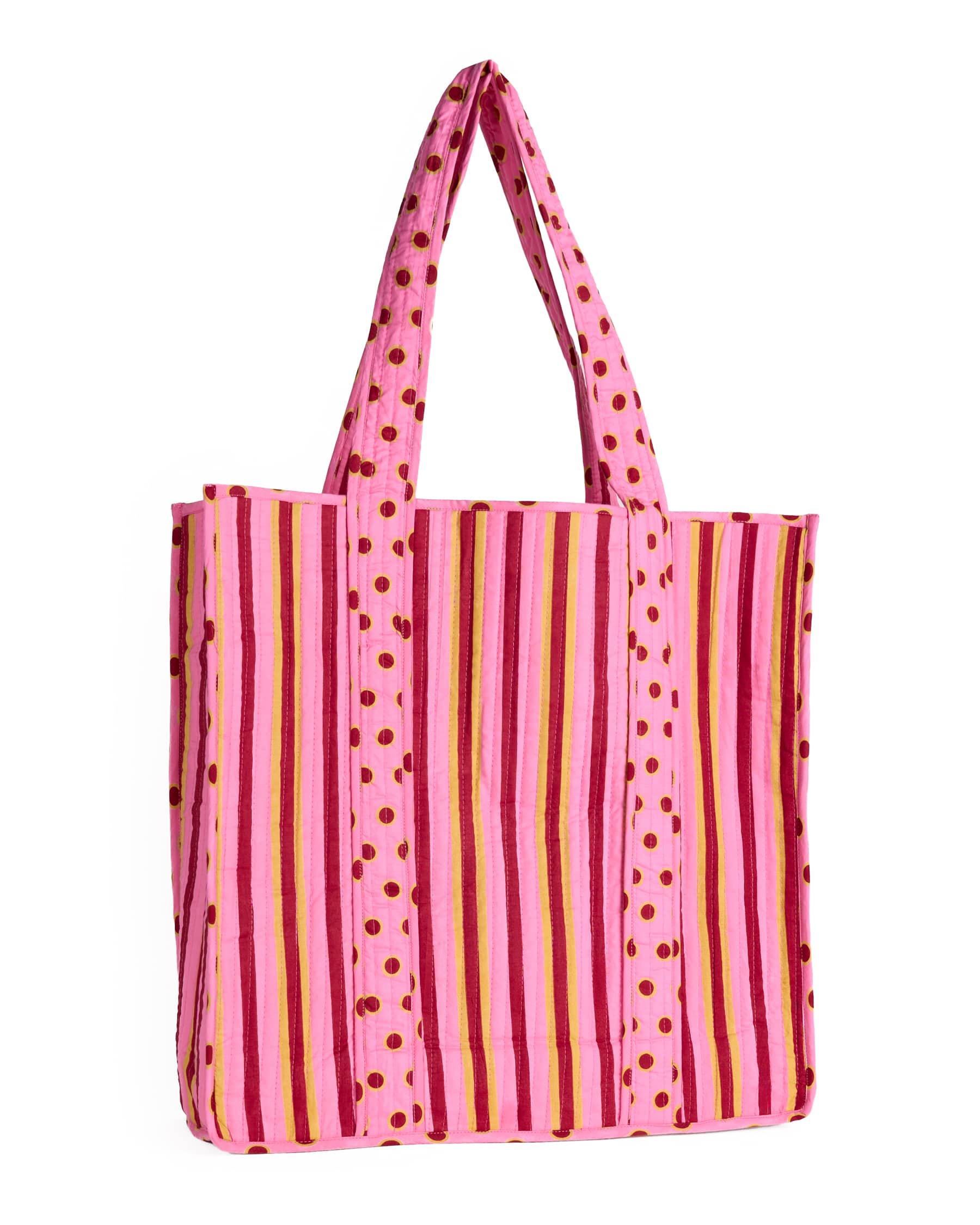 Evie Reversible Quilted Tote Bag Camel + Pink Tote Bag