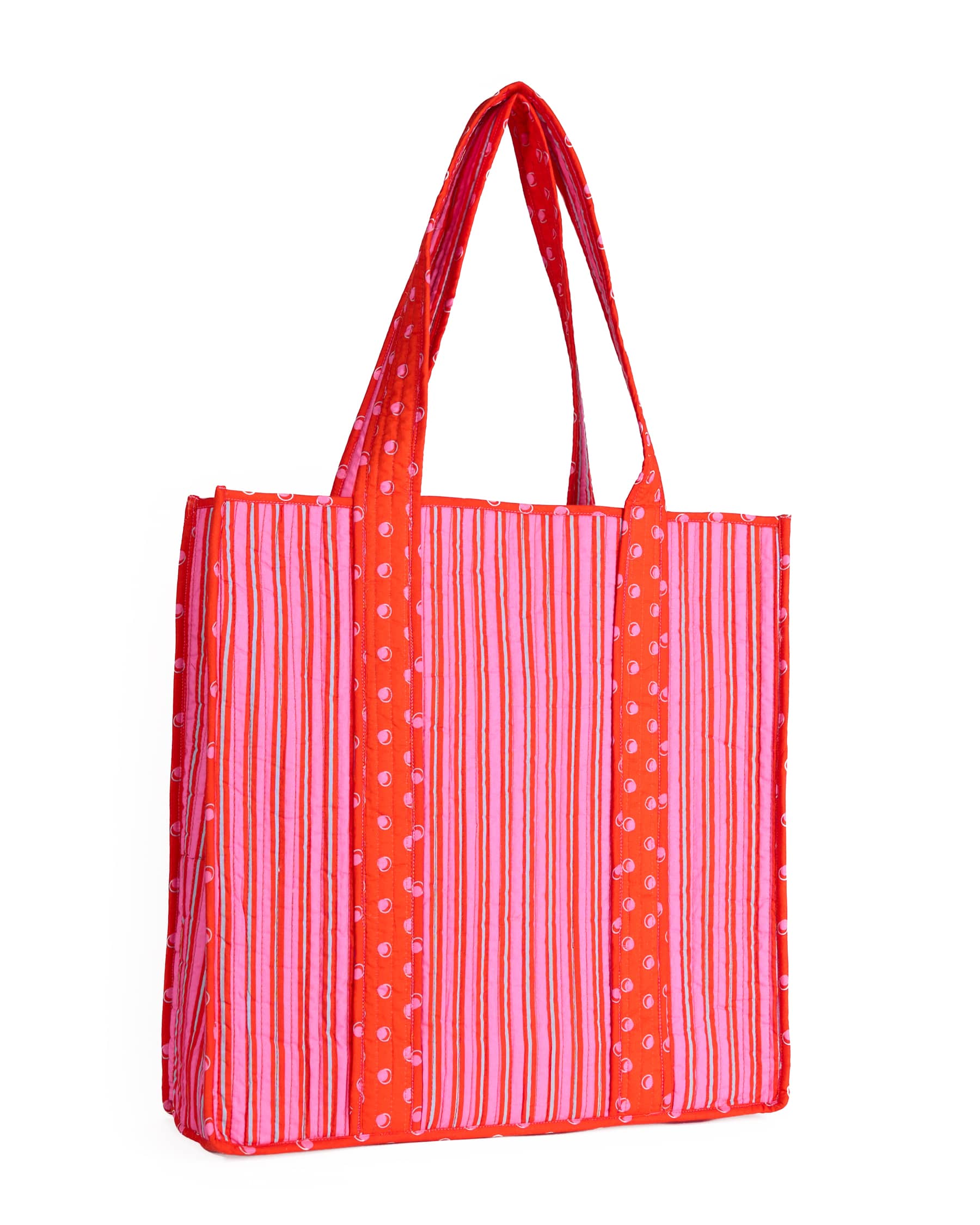 Evie Reversible Quilted Tote Bag Hot Pink + Orange Tote Bag