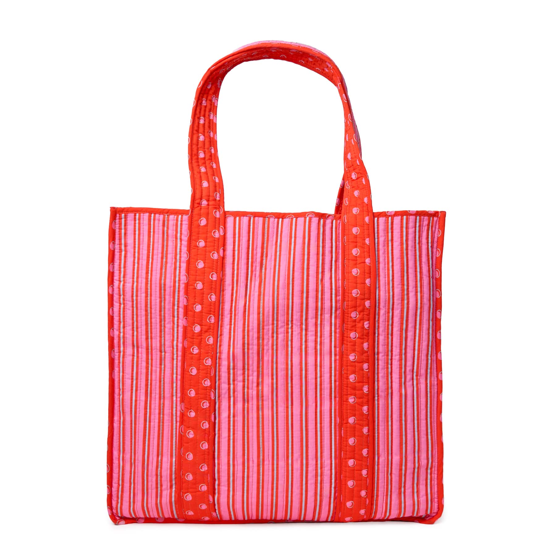 Evie Reversible Quilted Tote Bag Hot Pink + Orange Tote Bag