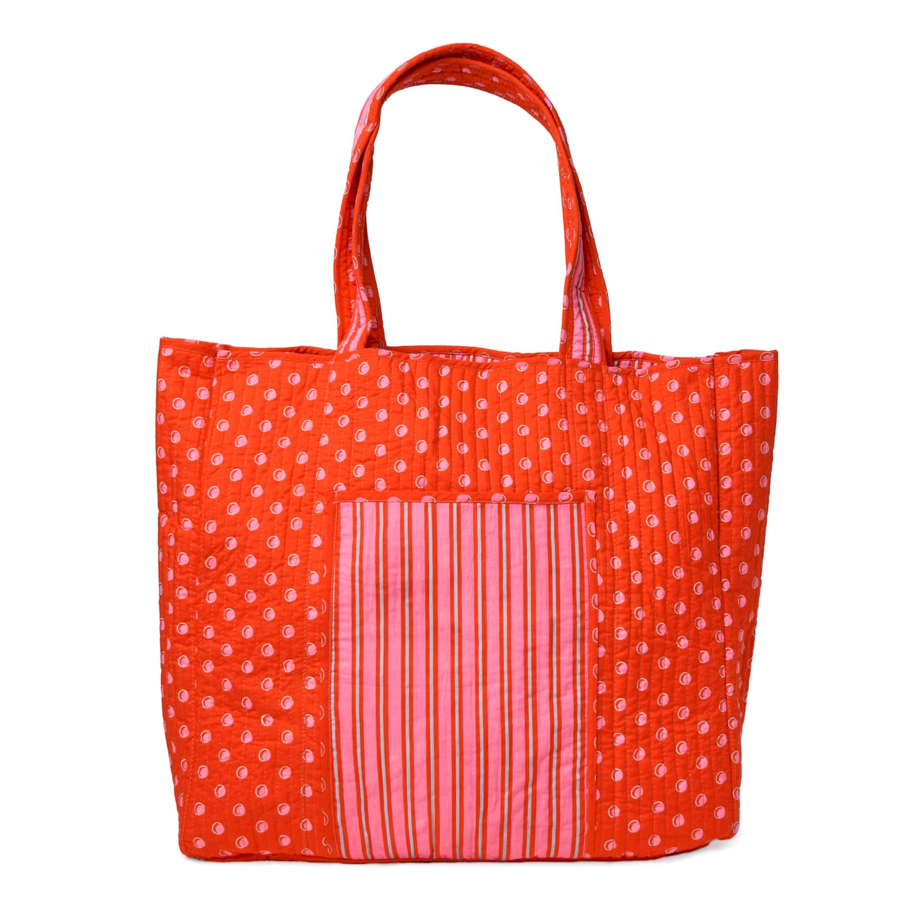 Evie Reversible Quilted Tote Bag Hot Pink + Orange Tote Bag