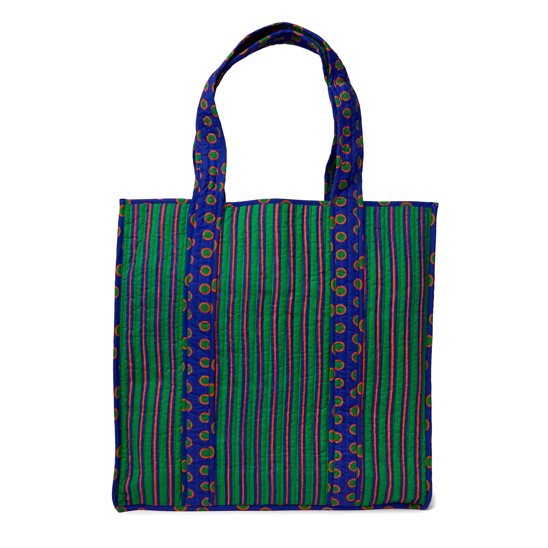 Evie Reversible Quilted Tote Bag Navy + Green Tote Bag