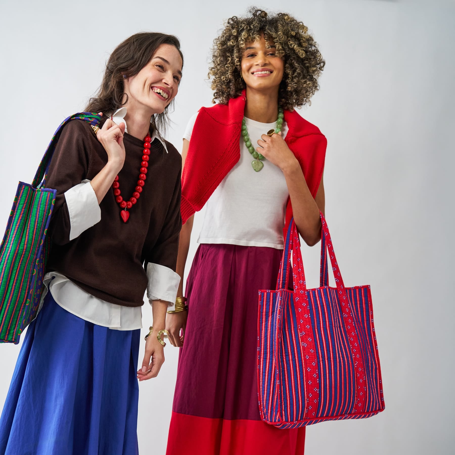 Evie Reversible Quilted Tote Bag Navy + Red Tote Bag