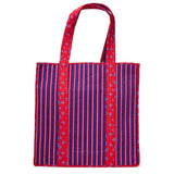 Evie Reversible Quilted Tote Bag Navy + Red Tote Bag