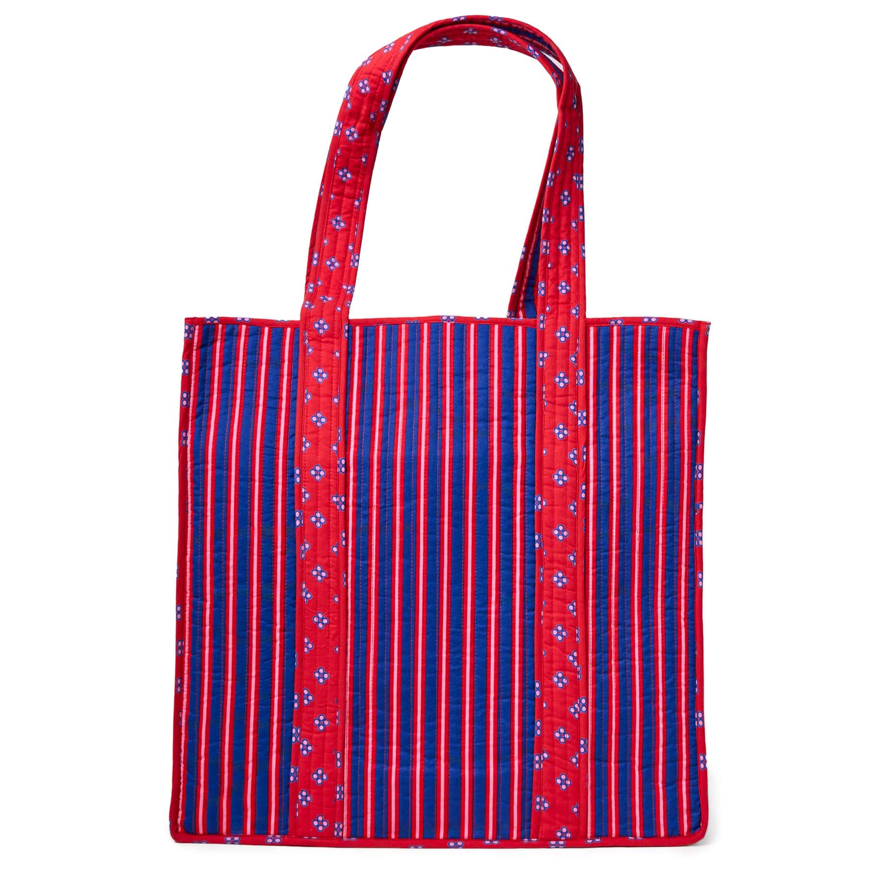 Evie Reversible Quilted Tote Bag Navy + Red Tote Bag