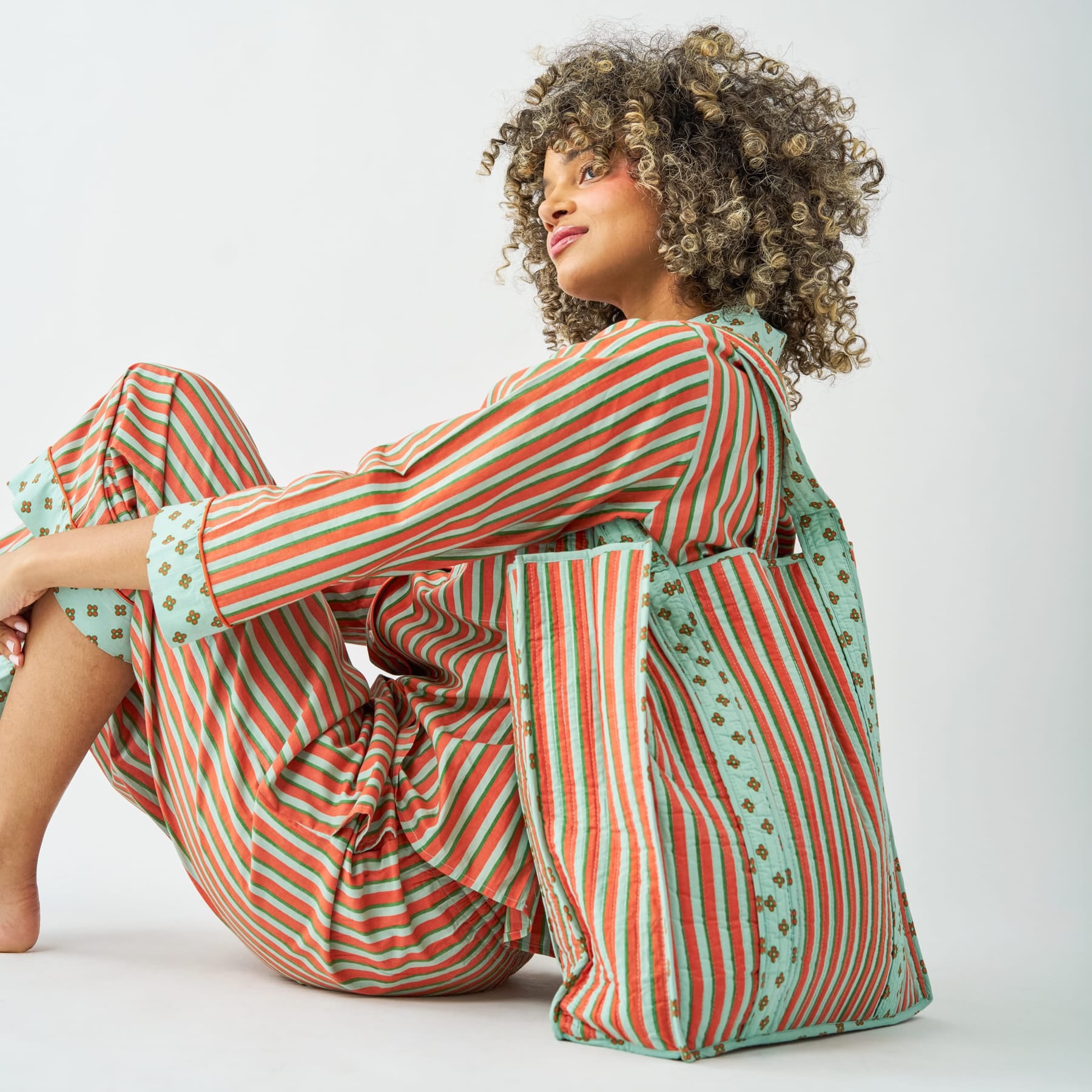 Evie Reversible Quilted Tote Bag Sage + Rust Tote Bag