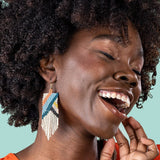 Fiona Angles Beaded Fringe Earrings Cream Earrings