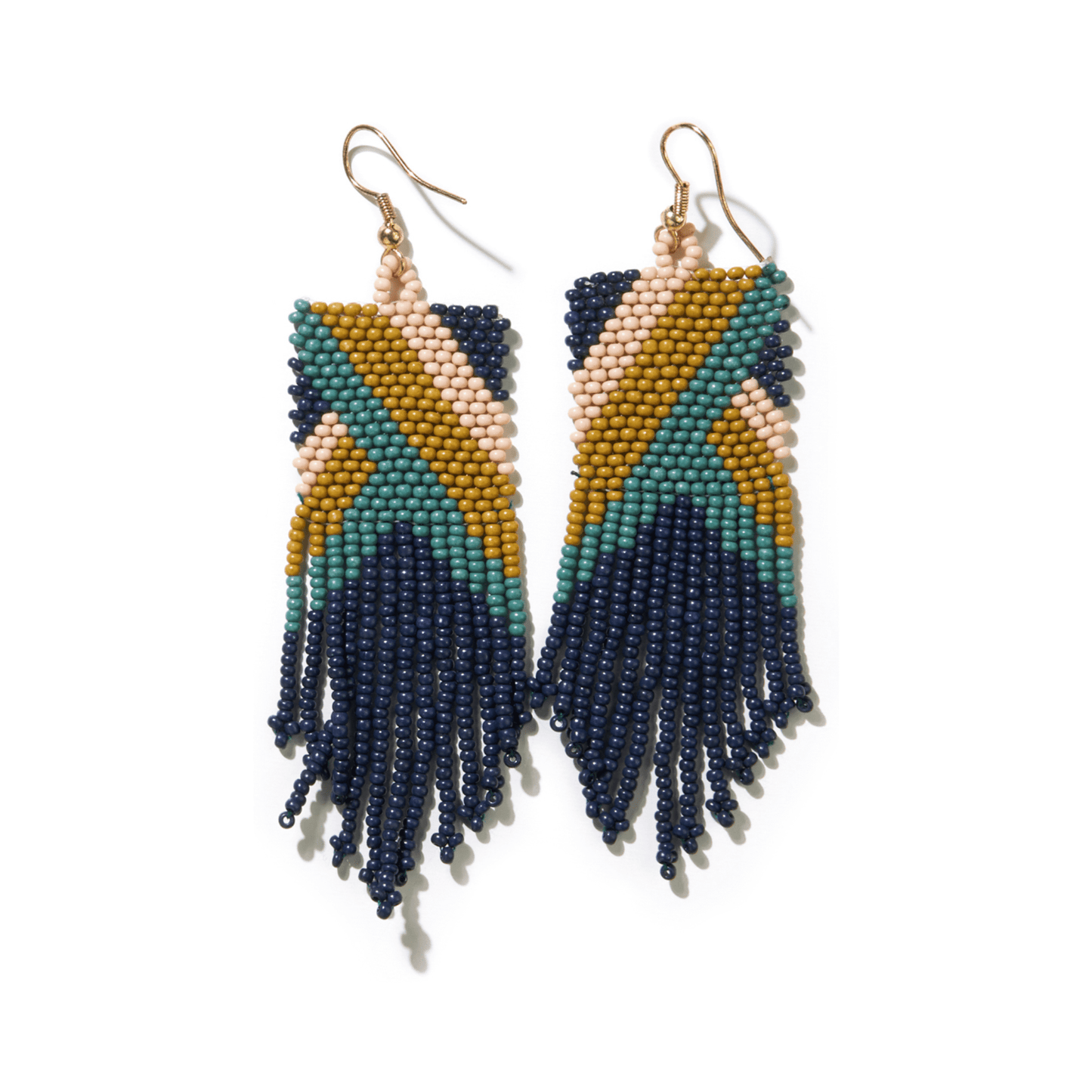 Fiona Angles Beaded Fringe Earrings Navy Earrings