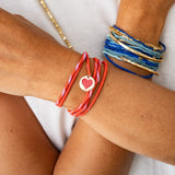Fiona Twisted Wrap Bracelet With Heart Charm Lavender Poppy Wrap