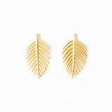 Flora Botanical Palm Leaf Large Post Earrings Brass Earrings