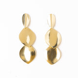 Flora Botanical Triple Leaf Dangle Earrings Brass Earrings