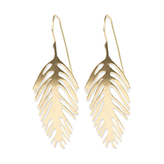 Flora Palm Leaf Earrings Brass Earrings