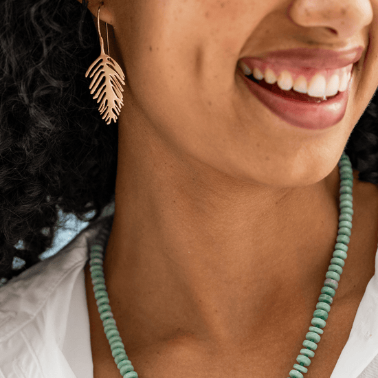 Flora Small Palm Leaf Earrings Brass Drop