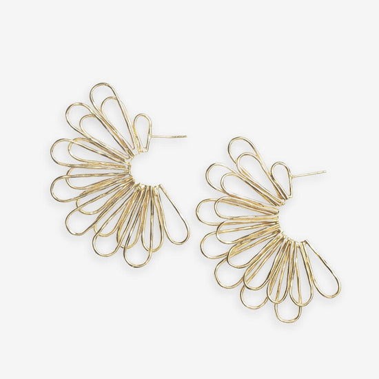 Florence Fanned Layered Loops Post Earrings Brass STATEMENT