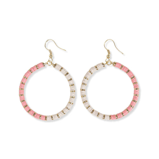 Load image into Gallery viewer, Fonda Half and Half Hoop Earrings Light Pink Earrings
