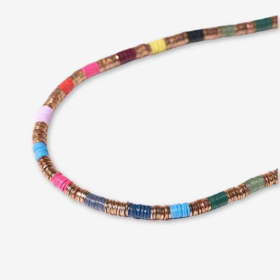Frankie Multi-Color Block Sequin Disc Necklace Multi-Color SHORT