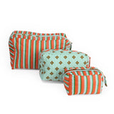 Frenchie 3 Piece Cosmetic Bag Set Sage + Rust Cosmetic Bag