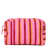 Frenchie 3 Piece Makeup Bag Set Camel + Pink Cosmetic Bag