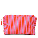 Frenchie 3 Piece Makeup Bag Set Hot Pink + Orange Cosmetic Bag