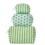 Frenchie 3 Piece Makeup Bag Set Light Blue + Citron Cosmetic Bag
