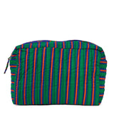 Frenchie 3 Piece Makeup Bag Set Navy + Green Cosmetic Bag