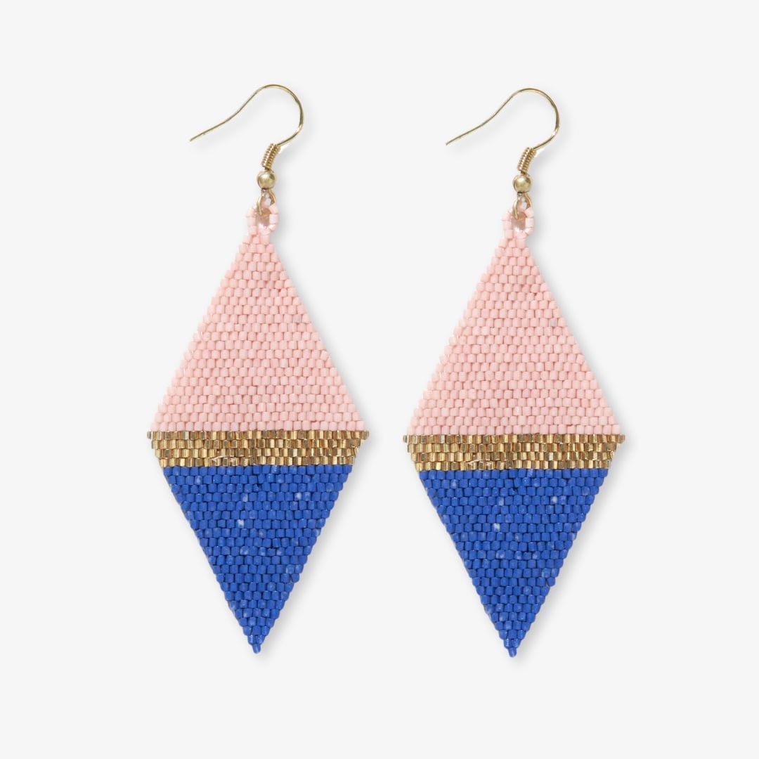 Frida Color Block Triangle Beaded Earrings Blush Earrings