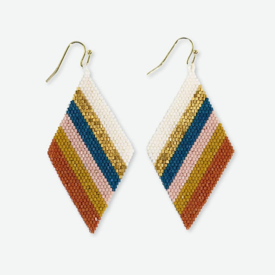 Frida Diagonal Stripes Beaded Drop Earrings Desert Earrings