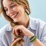 Frida Diagonal Uniform Stripe Beaded Earrings Lavender Green Drop