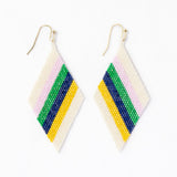 Frida Diagonal Uniform Stripe Beaded Earrings Lavender Green Drop