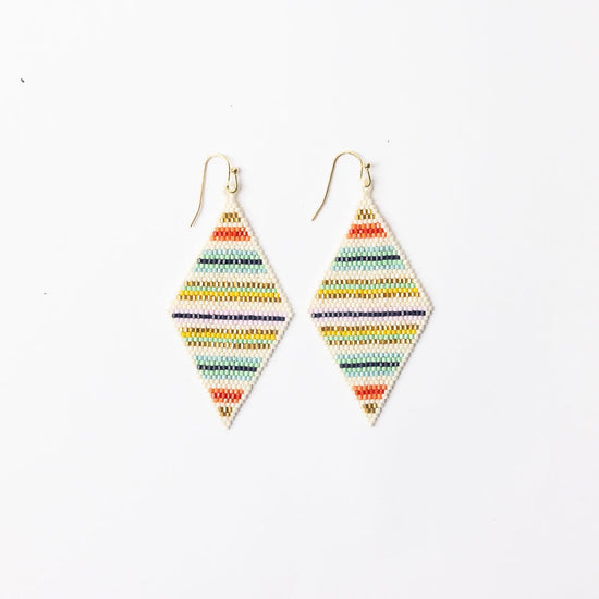 Frida Horizontal Lines Beaded Earrings Multi Drop