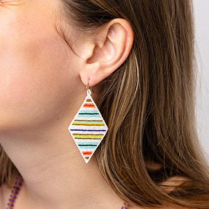 Frida Horizontal Lines Beaded Earrings Multicolor Drop