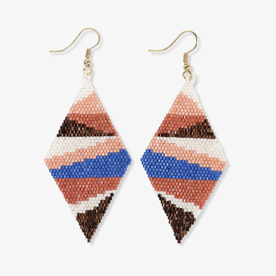 Frida Layered Angles Beaded Earrings Rust + Lapis DROP