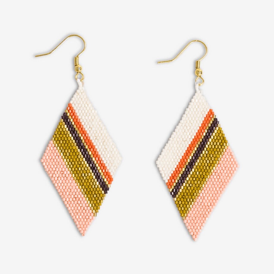 Frida Mixed Diagonal Stripes Beaded Earrings Jaipur