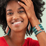 Frida Mixed Stripe Beaded Earrings Teal + Poppy DROP
