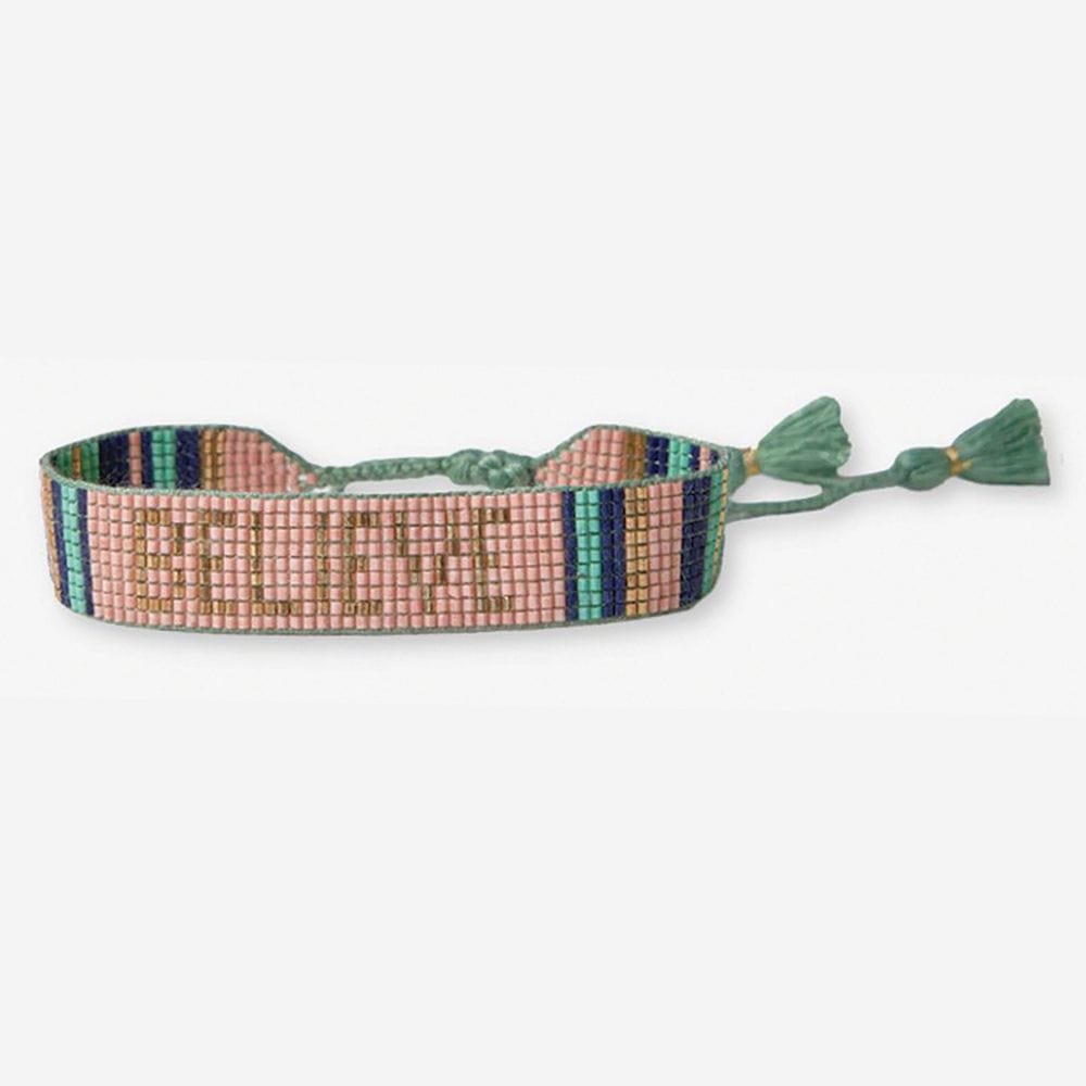 Gabby "Believe" Adjustable Beaded Bracelet Multicolor